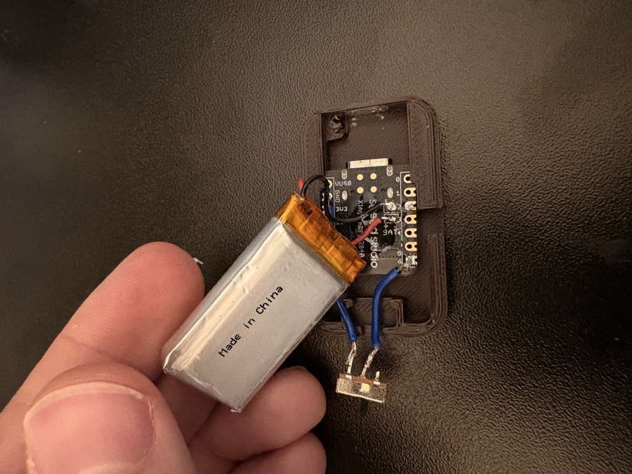 Electronics placed inside the open printed shell